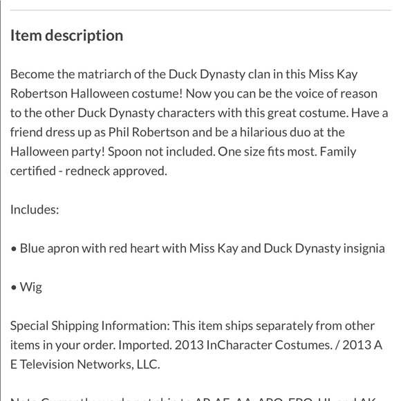 NWT* Miss Kay Robertson Costume 💙 Duck Dynasty 🦆 - Picture 3 of 3